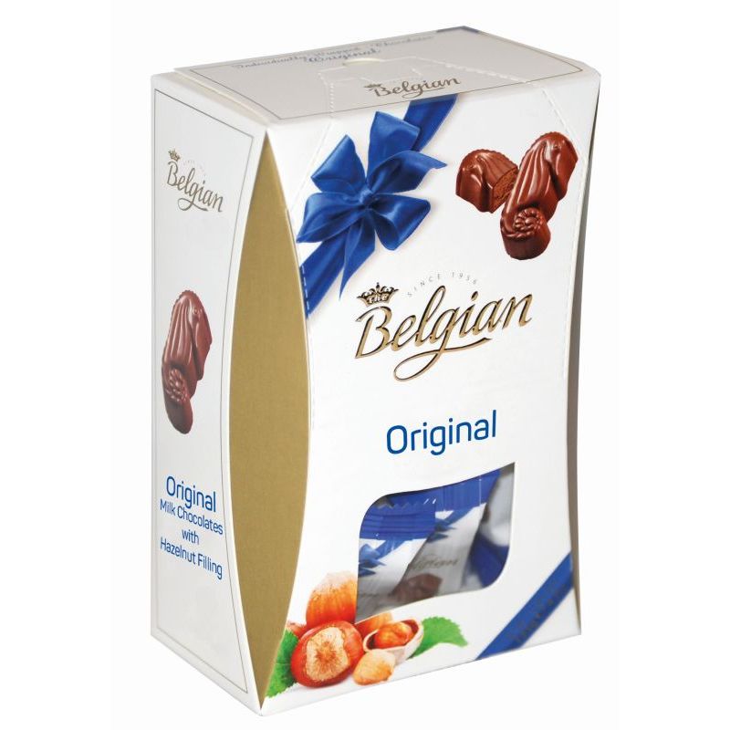 Ciocolată cu lapte TheBelgian în formă de fructe de mare cu umplutură de alune