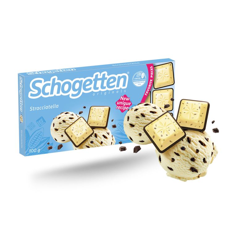 Ciocolata Schogetten alba cu straciatella 2