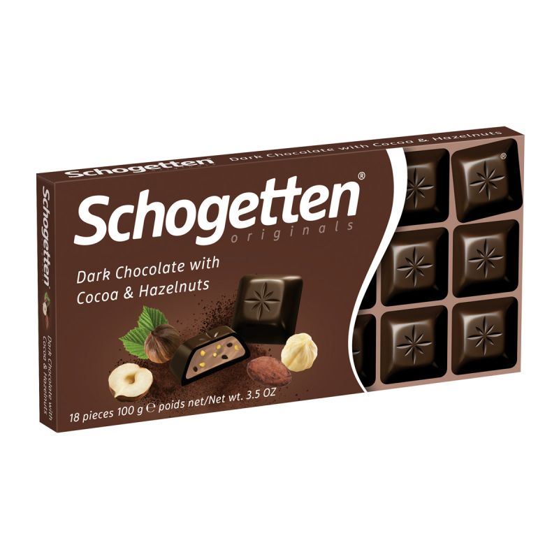 Ciocolată Schogetten amăruie cu bucățele de alune de pădure