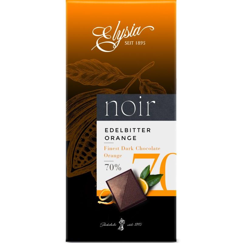 Ciocolată amăruie 70% cacao cu portocală Elysia 2