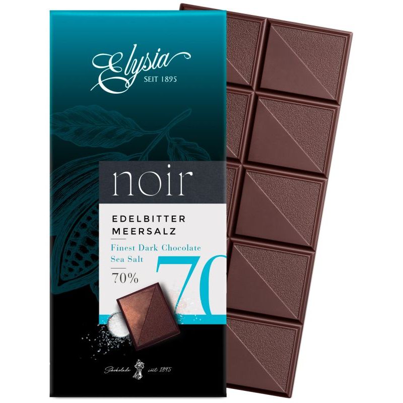 Ciocolată amăruie 70% cacao cu sare de mare Elysia