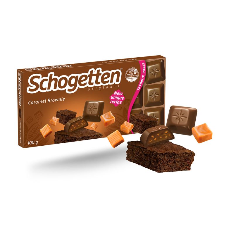 Ciocolată Schogetten cu lapte cu umplutură de cremă de negresă și bucățele de caramel 2