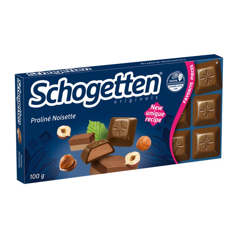 Ciocolata Schogetten cu lapte umplută cu cremă de nougat