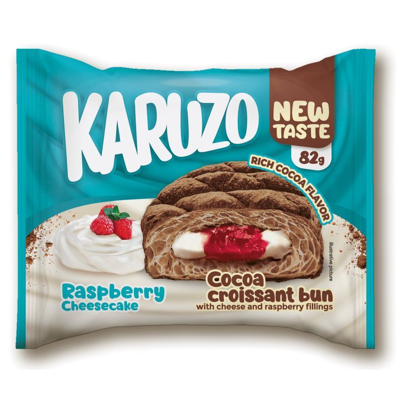 Croissant cu cacao si umplutura raspberry cheesecake Karuzo